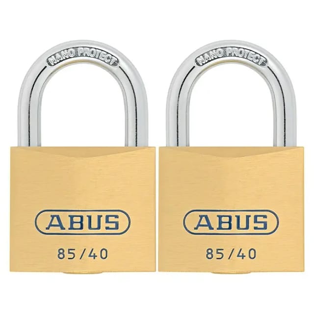 Abus Vorhängeschloss-Set Twins 85/40 (40 x 85 mm, 2 Stk., Messing)