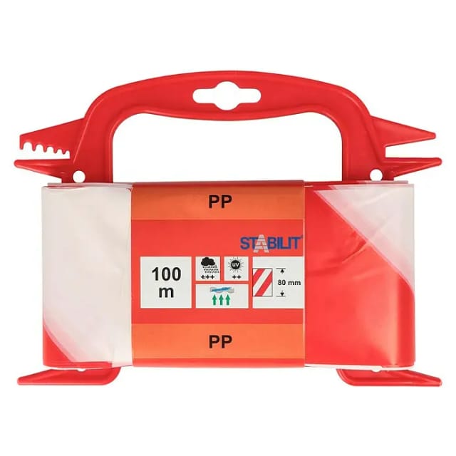 Stabilit Absperrband (L x B: 100 m x 80 mm, Rot/Weiß)