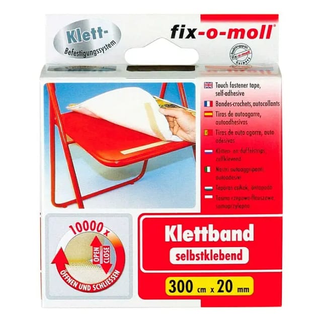 Fix-o-moll Klettband (300 cm x 20 mm, Schwarz, Kleben)