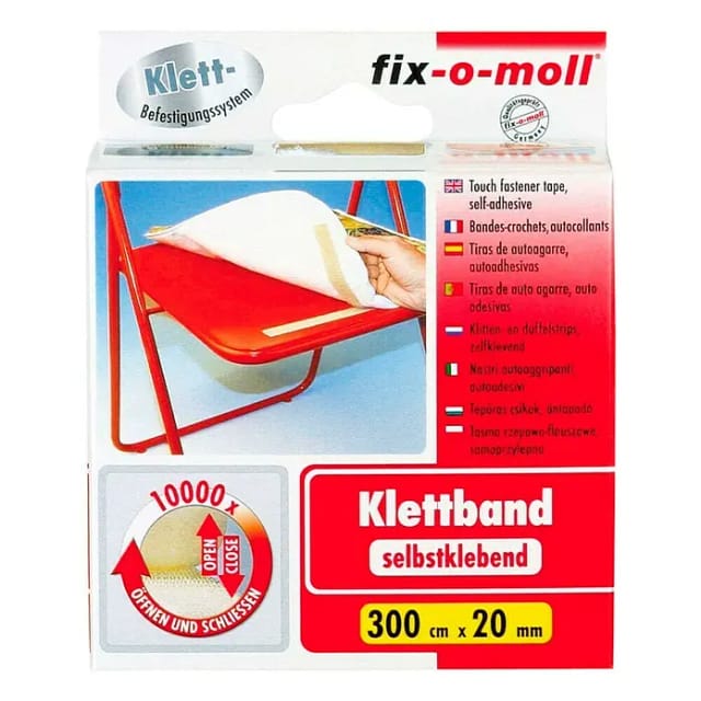 Fix-o-moll Klettband (300 cm x 20 mm, Weiß, Kleben)