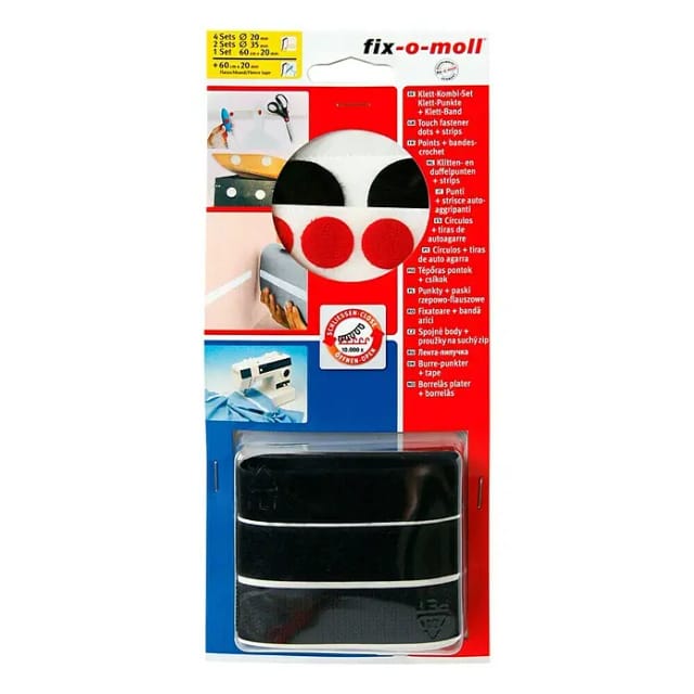 Fix-o-moll Klett-Kombi-Set (Schwarz, 8 Stk.)