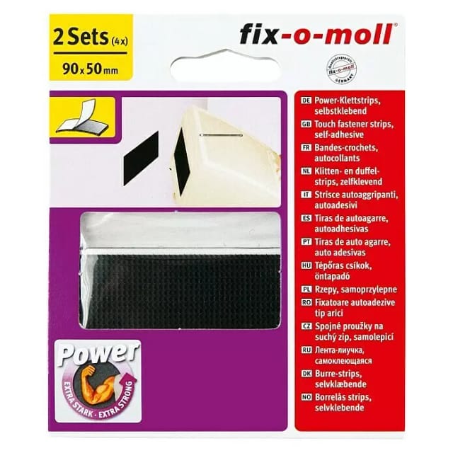 Fix-o-moll Klettpad Power (90 x 50 mm, Schwarz, 2 Stk.)