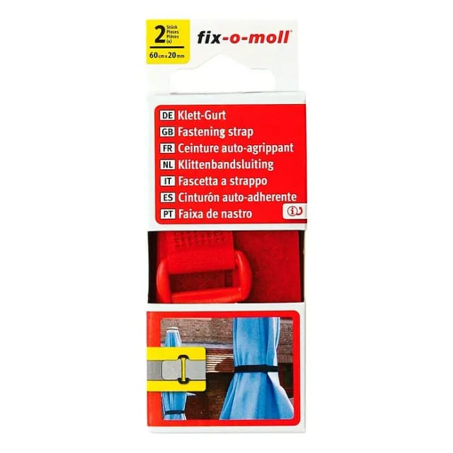 Fix-o-moll Klettgurt Mini (60 cm x 20 mm, Rot, 2 Stk.)