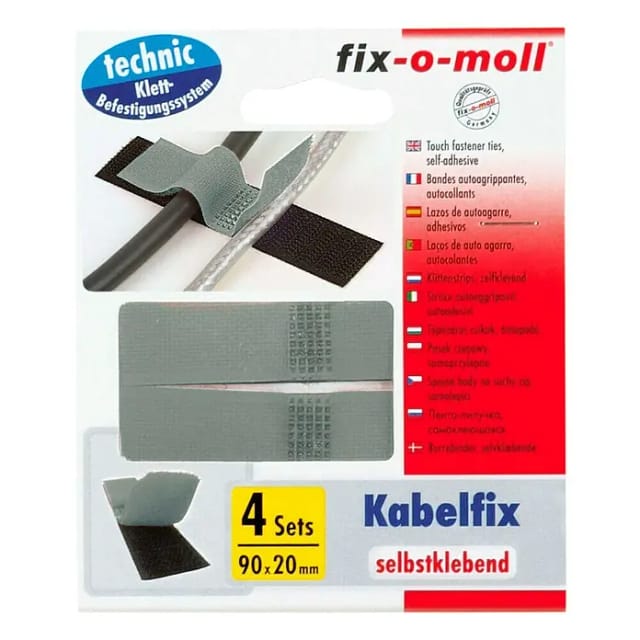 Fix-o-moll Klett-Kabelbinder (90 x 20 mm, Kleben, 4 Stk.)