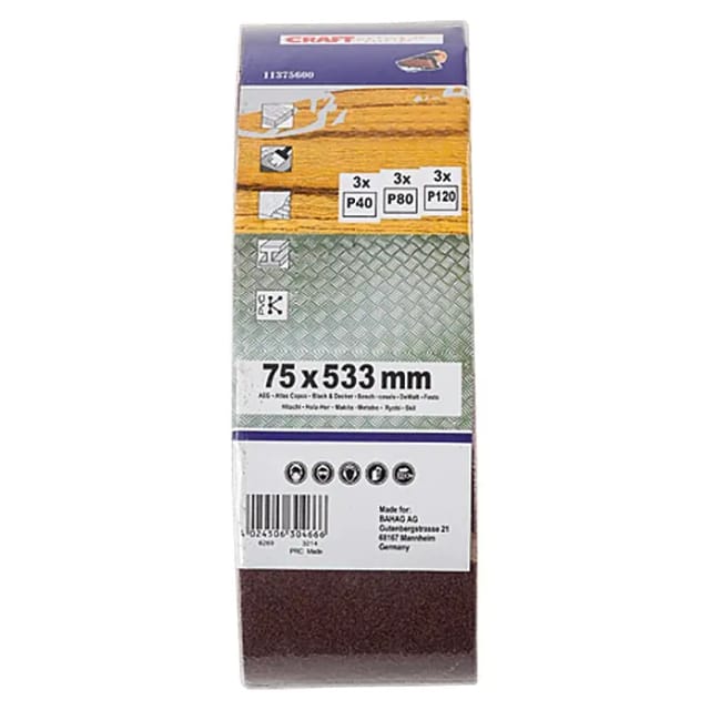 Craftomat Sparpack Gewebe-Schleifband (75 x 533 mm, 9 -tlg.)