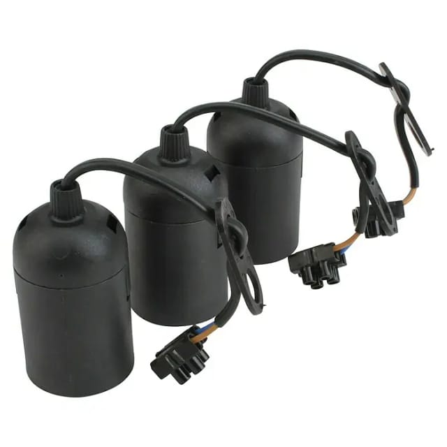 Lampenfassung Set (E27, 3 Stk., Schwarz)