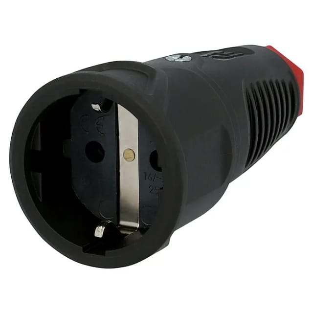 UniTEC Gummi-Schutzkontakt-Kupplung (Schwer, 250 V, IP20, Schwarz)
