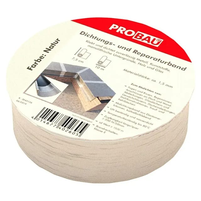 Probau Bitumen- & Reparaturband (Alu-Blank, 10 m x 7,5 cm, Selbstklebend)