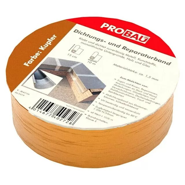 Probau Bitumen- & Reparaturband (Kupfer, 10 m x 7,5 cm, Selbstklebend)