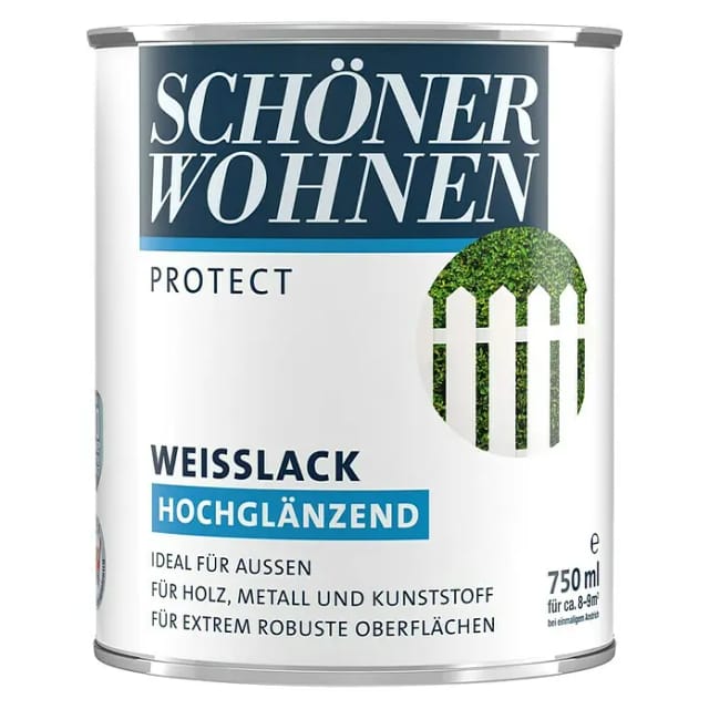 SCHÖNER WOHNEN-Farbe Protect Weißlack (Weiß, Hochglänzend, 750 ml, Lösemittelbasiert)
