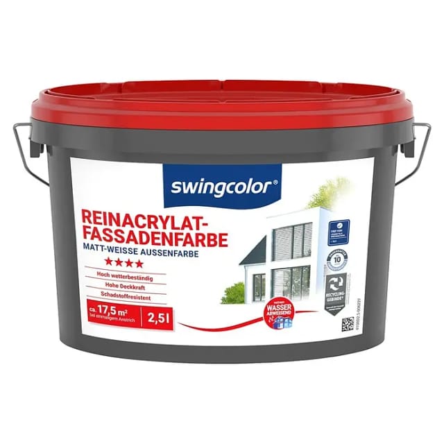 swingcolor Reinacrylat-Fassadenfarbe (Schneeweiß, 2,5 l)