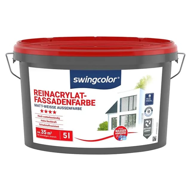 swingcolor Reinacrylat-Fassadenfarbe (Schneeweiß, 5 l)