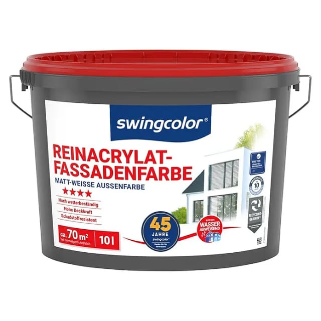swingcolor Reinacrylat-Fassadenfarbe (Schneeweiß, 10 l)