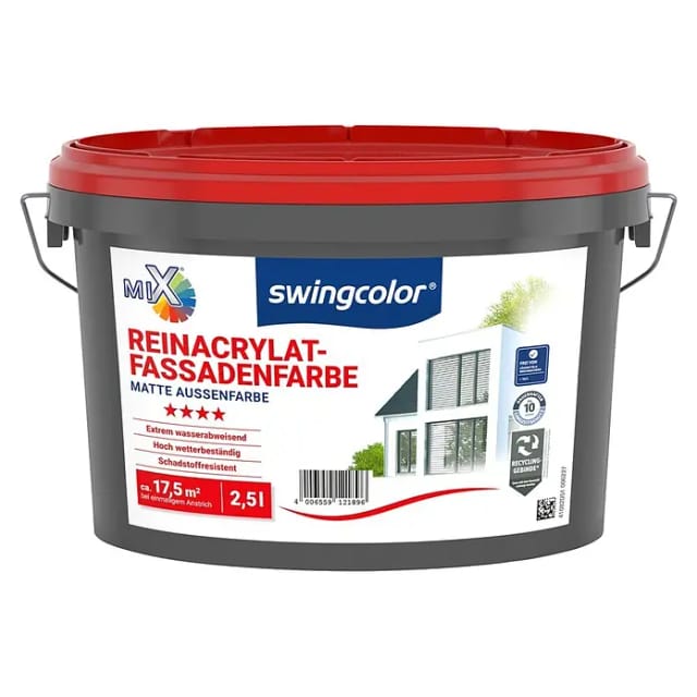 swingcolor Mix Reinacrylat-Fassadenfarbe zum Mischen lassen (Basismischfarbe 1, 2,5 l)