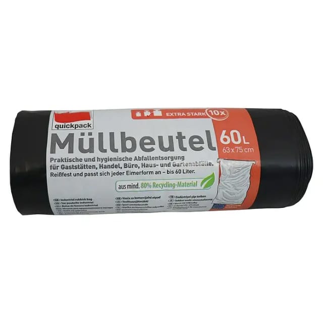 Quickpack Müllbeutel (Fassungsvermögen: 60 l, 10 Stk., Grau)