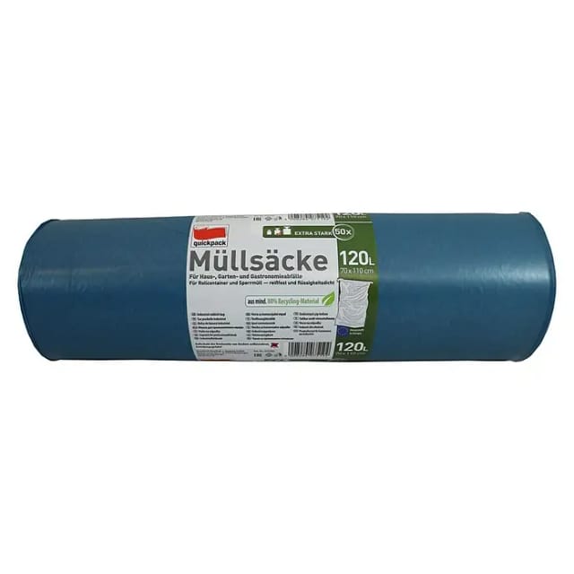 Müllbeutel (Fassungsvermögen: 120 l, Blau, 50 Stk.)