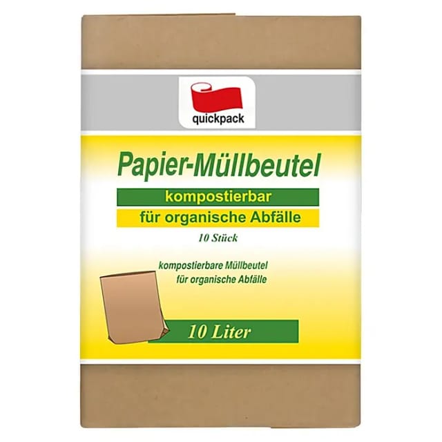 Quickpack Müllbeutel Bio-Abfallbeutel (Fassungsvermögen: 10 l, 10 Stk., Braun)