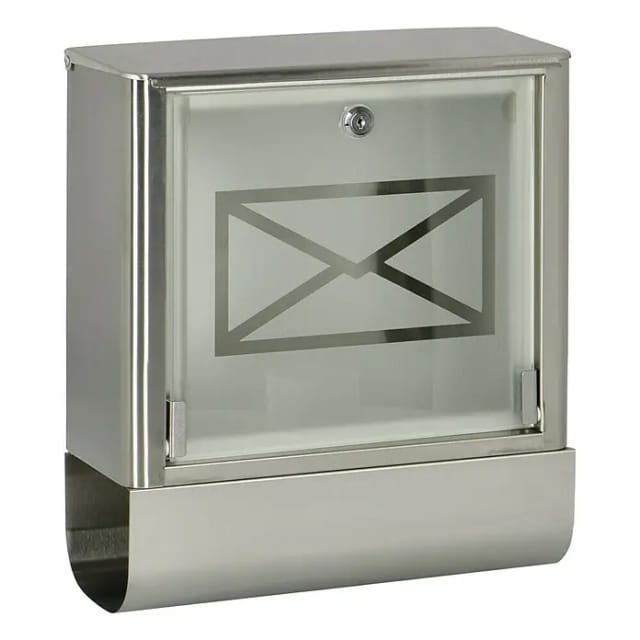 Portaferm Wandbriefkasten Atlanta (L x B x H: 13,8 x 35,5 x 40,2 cm, Silber, Edelstahl, Zeitungsfach)