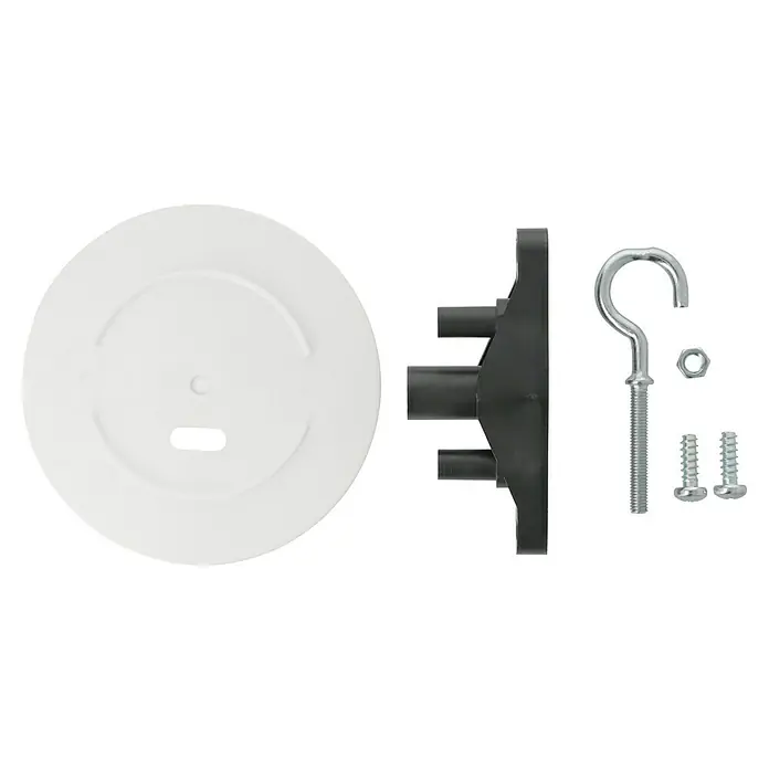 Kölner Deckendose-Zubehörsatz (1 x Deckenhaken, 1 x Spezialdeckel, 1 x Halterung, 1 x M5 Gegenmutter, 2x Befestigungsschrauben)