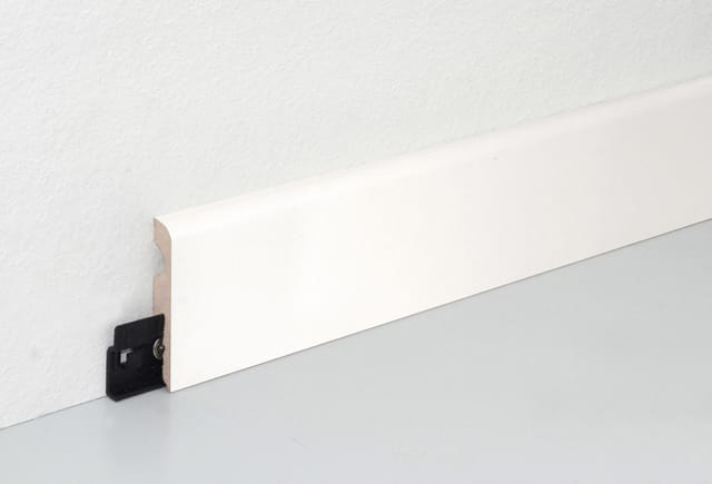 Sockelleiste FU07L (240 cm x 10 mm x 58 mm, MDF, Weiß, Foliert)