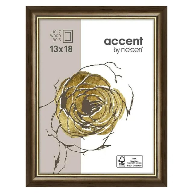 Nielsen Holzrahmen Ascot (13 x 18 cm, Dunkelbraun/Gold, Glas)
