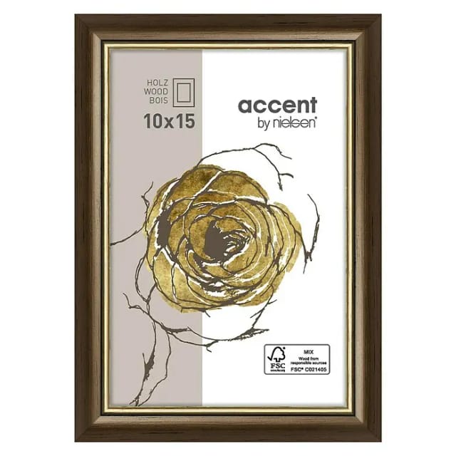 Nielsen Holzrahmen Ascot (10 x 15 cm, Dunkelbraun/Gold, Glas)