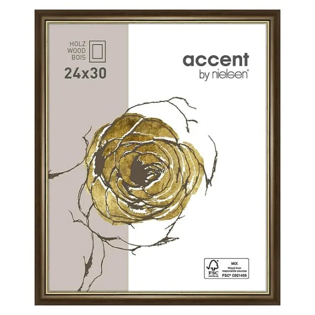 Nielsen Holzrahmen Ascot (24 x 30 cm, Dunkelbraun/Gold, Glas)