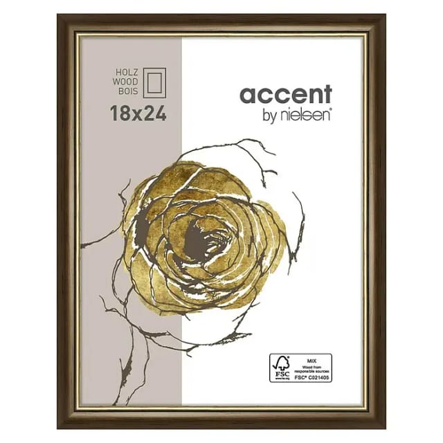 Nielsen Holzrahmen Ascot (18 x 24 cm, Dunkelbraun/Gold, Glas)