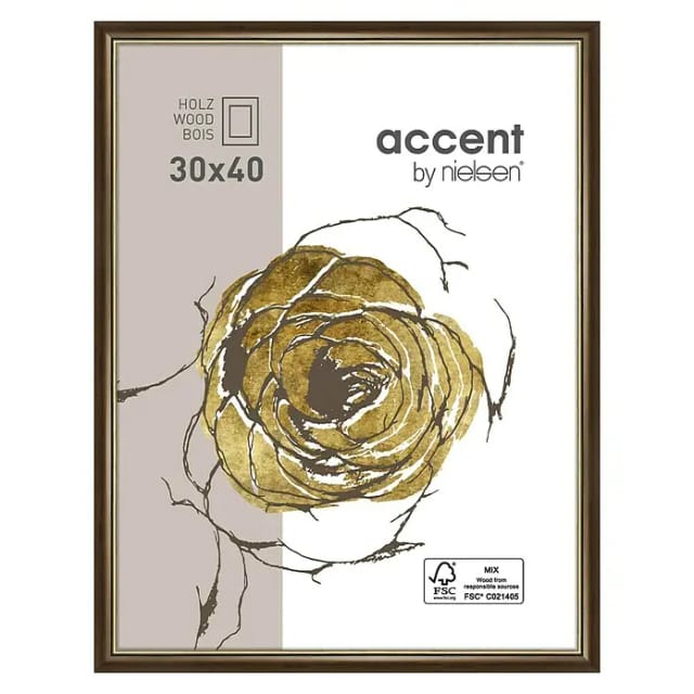 Nielsen Holzrahmen Ascot (30 x 40 cm, Dunkelbraun/Gold, Glas)