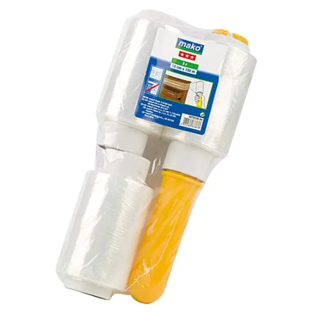 Mako Stretchfolien-Set (1 x Abroller, 3 x Stretchfolien-Rolle 10 cm x 150 cm)