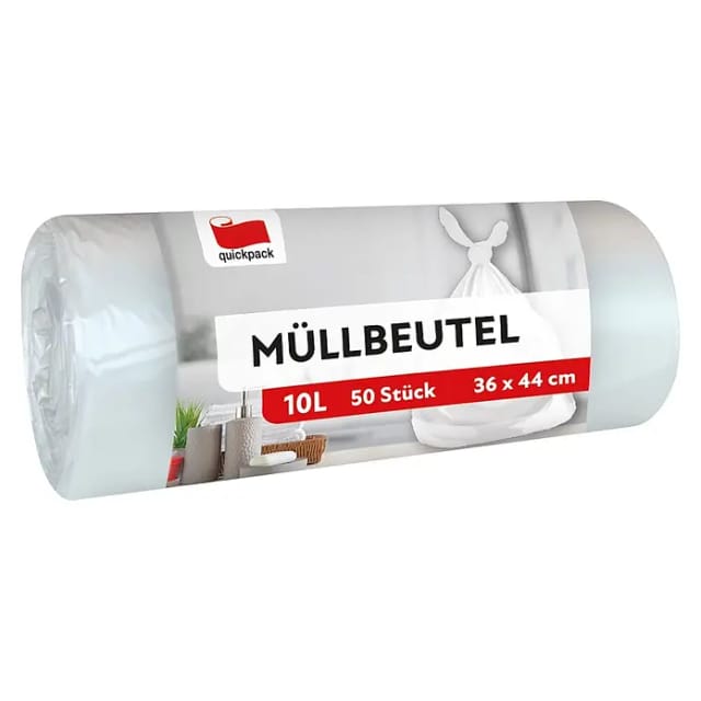 Quickpack Müllbeutel (Fassungsvermögen: 10 l, 50 Stk., Transparent)
