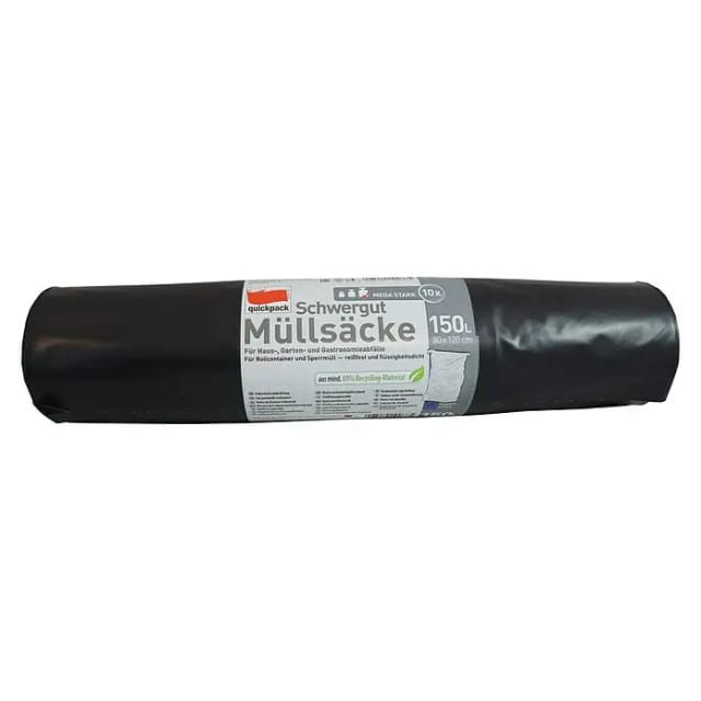 Quickpack Müllbeutel (Fassungsvermögen: 150 l, 10 Stk., Grau)