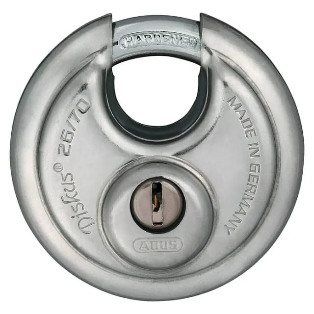 Abus Diskusschloss 26/70B (B x H: 70 x 70 mm, Bügelstärke: 10 mm, Edelstahl)