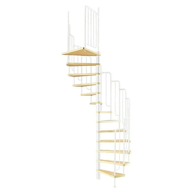 Dolle Spindeltreppe Wien (Durchmesser: 138 cm, Weiß, Farbe Stufen: Buche Natur, Geschosshöhe: 229 cm - 291 cm)