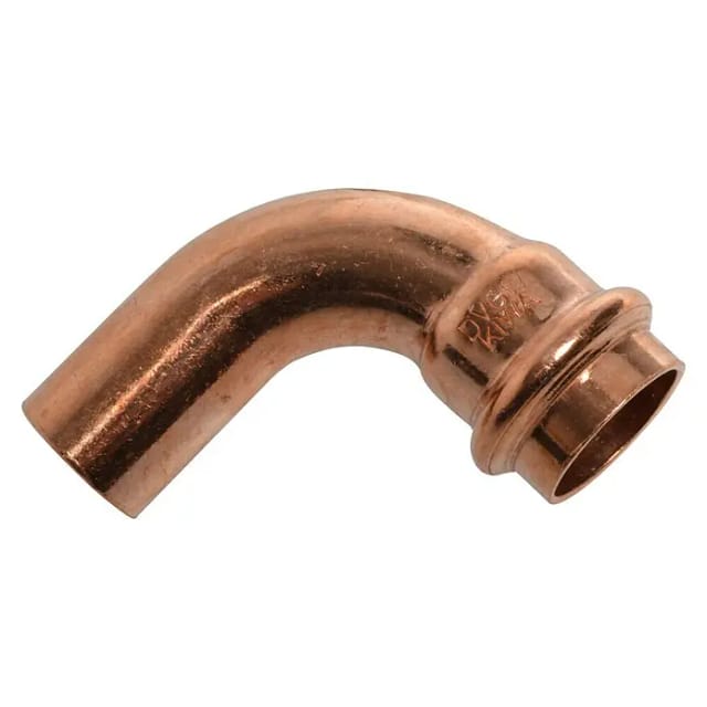 Kupfer-Pressbogen IA (Durchmesser: 22 mm, Winkel: 90 °, Presskontur: V)