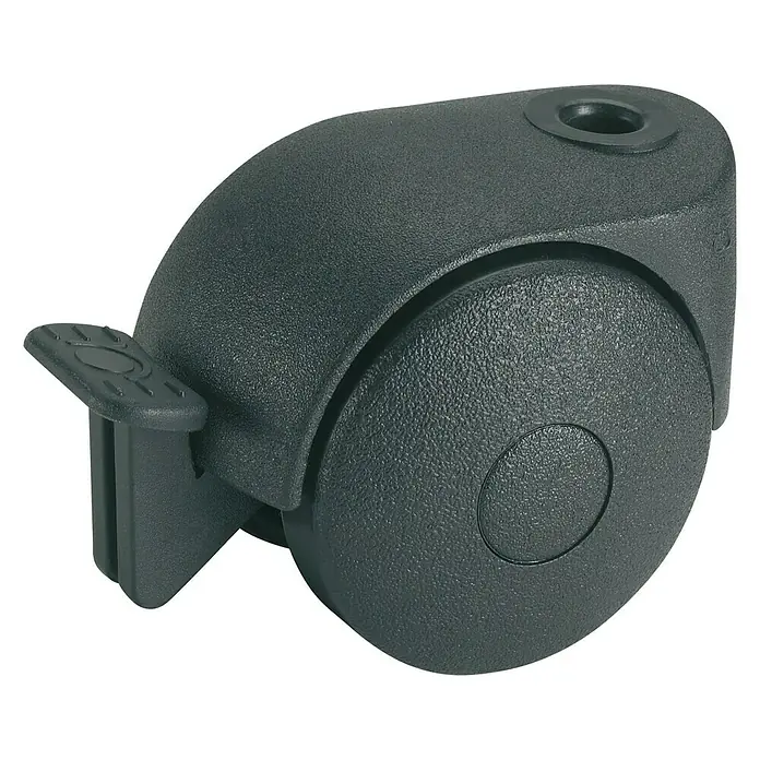 Dörner & Helmer Doppelrolle (Durchmesser Rollen: 40 mm, Traglast: 20 kg, Gleitlager, Mit Rückenloch und Feststeller, Durchmesser Rückenloch: 8 mm)