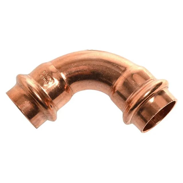 Kupfer-Pressbogen II (Durchmesser: 22 mm, Winkel: 90 °, Presskontur: V)