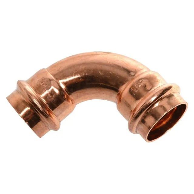 Kupfer-Pressbogen II (Durchmesser: 28 mm, Winkel: 90 °, Presskontur: V)