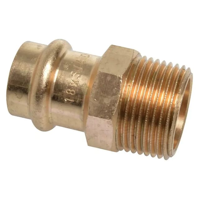 Press-Übergangsmuffe (Durchmesser: 18 mm, Außengewinde: ¾″, Presskontur: V)