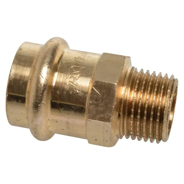 Press-Übergangsmuffe (Durchmesser: 22 mm, Außengewinde: ½″, Presskontur: V)