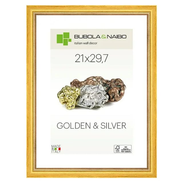 Bubola & Naibo Holzrahmen Marisa 6280 (DIN A4 / 21 x 29,7 cm, Gold)