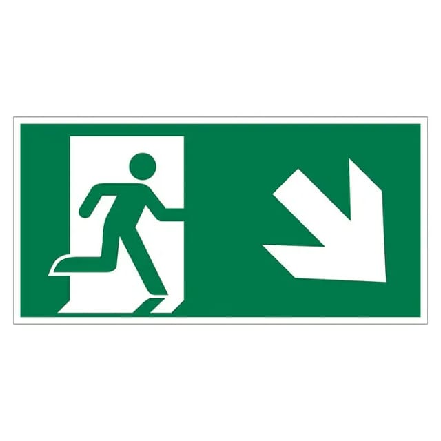 Pickup Fluchtwegschild (Motiv: Notausgang-Pfeil rechts unten, L x B: 30 x 15 cm)