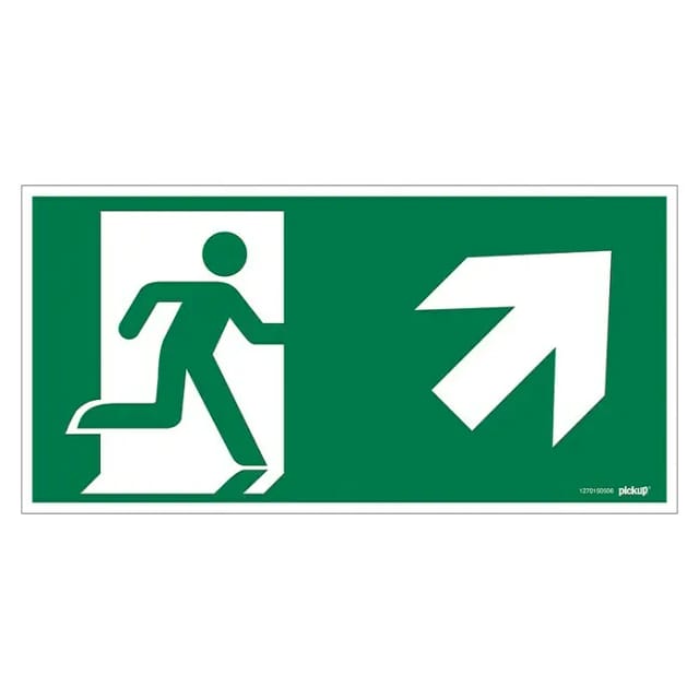 Pickup Fluchtwegschild (Motiv: Notausgang-Pfeil rechts oben, L x B: 30 x 15 cm)