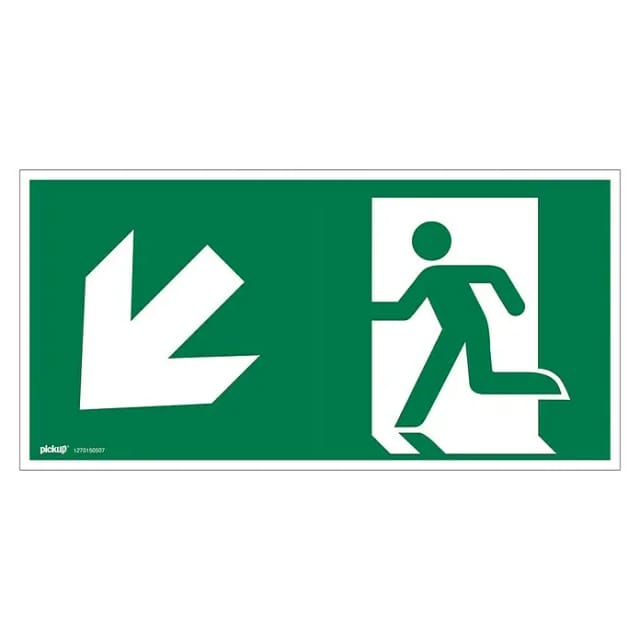 Pickup Fluchtwegschild (Motiv: Notausgang-Pfeil links unten, L x B: 30 x 15 cm)