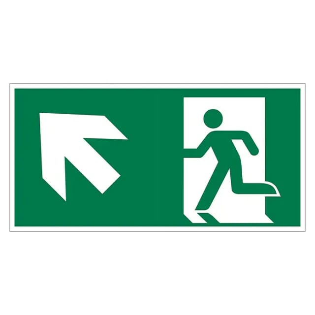 Pickup Fluchtwegschild (Motiv: Notausgang-Pfeil links oben, L x B: 30 x 15 cm)