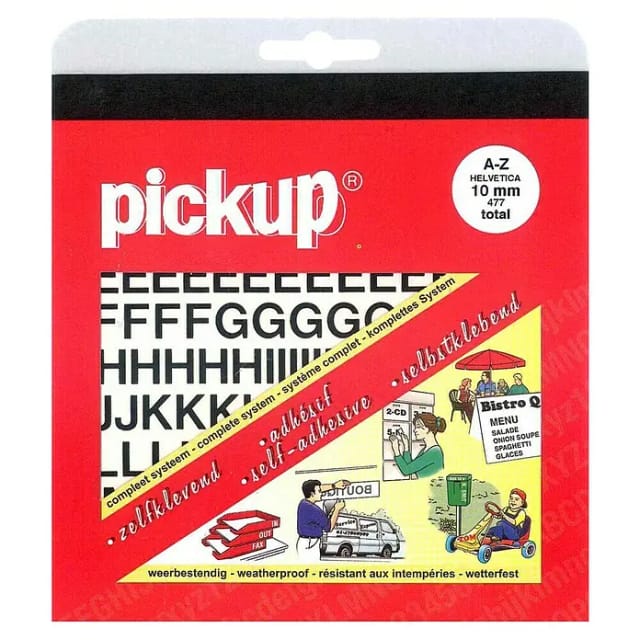 Pickup Aufkleber (Buchstaben, Schwarz, Höhe: 10 mm)