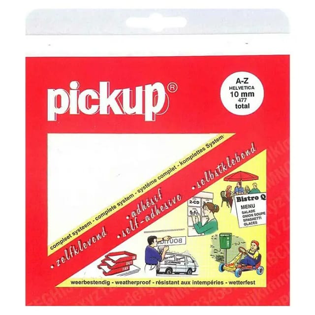 Pickup Aufkleber (Buchstaben, Weiß, Höhe: 10 mm)