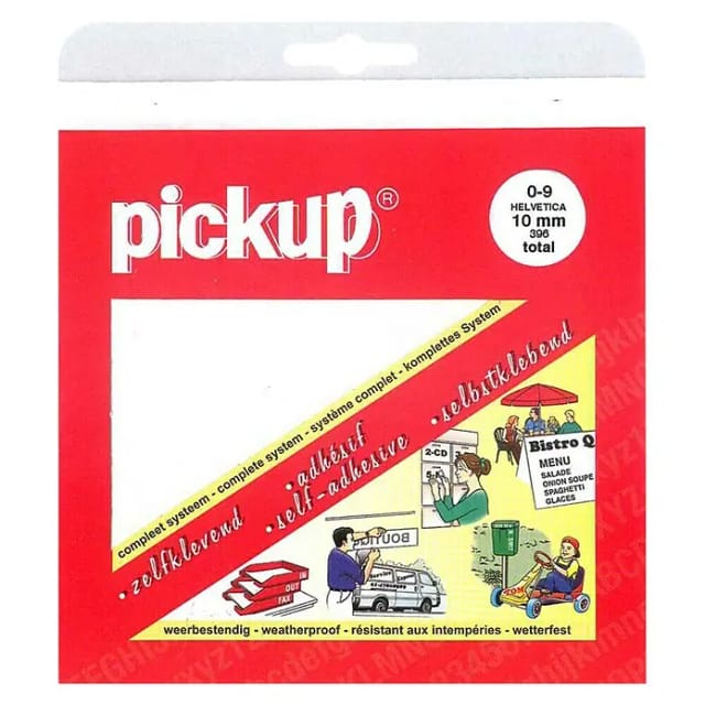 Pickup Aufkleber (Ziffern, Weiß, Höhe: 10 mm)