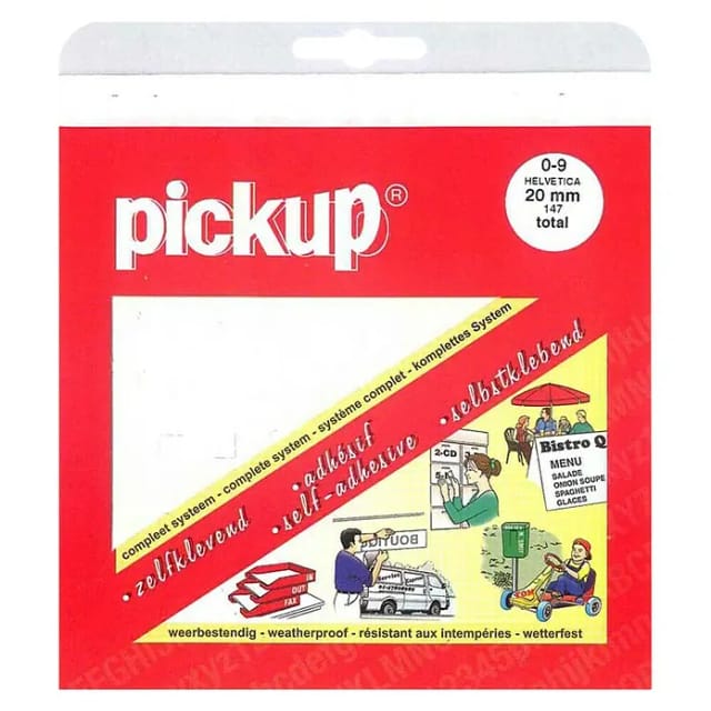 Pickup Aufkleber (Ziffern, Weiß, Höhe: 20 mm)