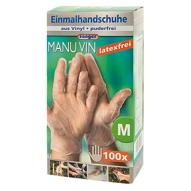 Sänger Einmalhandschuhe Manu Vin (M, Transparent, Vinyl, 100 Stk.)